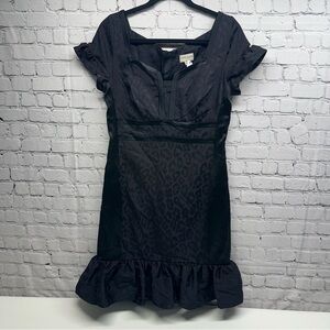 Karen Millen Black Dress with Leopard Accents Sz 10